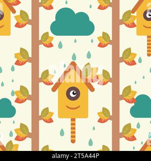 Nahtloses Muster mit Vogelhäuschen. Vektor Stock Vektor