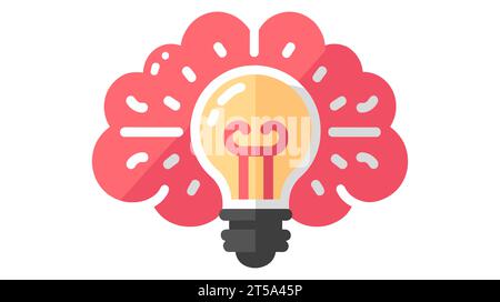 Symbolvektor der Gehirnlampe isoliert auf weißem Hintergrund. Stock Vektor