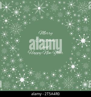 Weihnachtsrahmen aus weißen Schneeflocken. Vektor. Stock Vektor