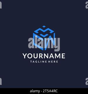 CW-Logo-Sechseck-Designs, Bestes Monogramm-Initiallogo mit sechseckiger Form, Inspiration für Design-Ideen Stock Vektor