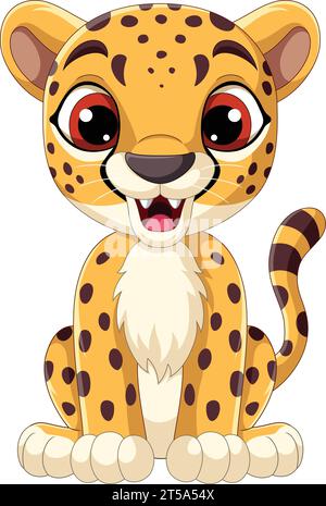 Niedlicher kleiner Leopardenstrickfilm sitzt Stock Vektor