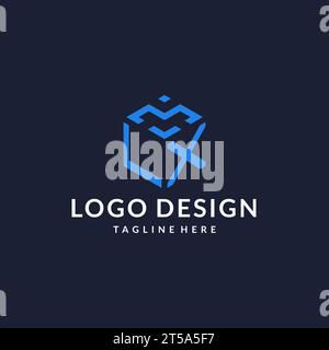 LX-Logo-Hexagon-Designs, Bestes Monogramm-Initiallogo mit sechseckiger Form, Inspiration für Design-Ideen Stock Vektor