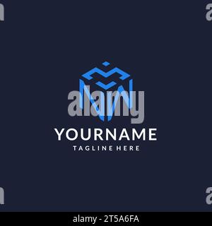 NW-Logo-Sechseck-Designs, Bestes Monogramm-Initiallogo mit sechseckiger Form, Inspiration für Design-Ideen Stock Vektor