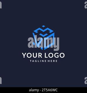VO-Logo-Sechseck-Designs, Bestes Monogramm-Initiallogo mit sechseckiger Form, Inspiration für Design-Ideen Stock Vektor