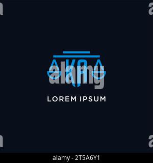 KA Monogramm Initial Logo mit Skalen der Gerechtigkeit Icon Design Inspiration, Vektorgrafik Stock Vektor