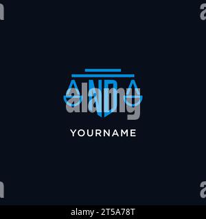 ND-Monogramm-Initiallogo mit Skala of Justice-Icon-Design-Inspiration, Vektorgrafik Stock Vektor