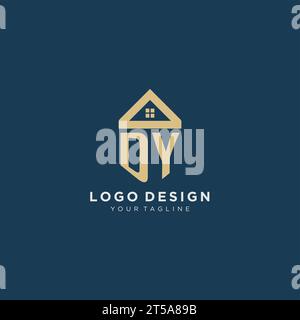 Anfangsbuchstabe DY mit einfachem Haus Dach kreatives Logo Design für Immobilienfirma Vektorgrafik Stock Vektor