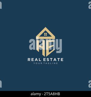 Anfangsbuchstabe ER mit einfachem Haus Dach kreatives Logo Design für Immobilienfirma Vektorgrafik Stock Vektor