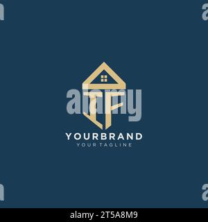 Anfangsbuchstabe, WENN mit einfachem Haus Dach kreatives Logo Design für Immobilienunternehmen Vektorgrafik Stock Vektor