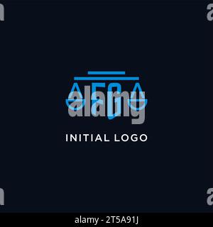 FG Monogramm Initial Logo mit Skalen der Gerechtigkeit Icon Design Inspiration, Vektorgrafik Stock Vektor