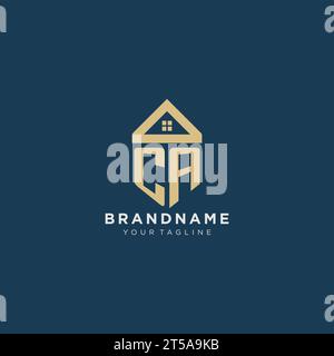 Anfangsbuchstabe CA mit einfachem Haus Dach kreatives Logo Design für Immobilienfirma Vektorgrafik Stock Vektor