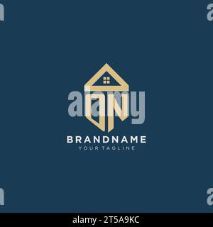 Anfangsbuchstabe AUF mit einfachem Haus Dach kreatives Logo Design für Immobilienfirma Vektorgrafik Stock Vektor