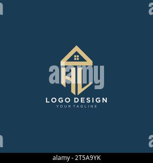 Anfangsbuchstabe HL mit einfachem Hausdach kreatives Logo Design für Immobilienfirma Vektorgrafik Stock Vektor