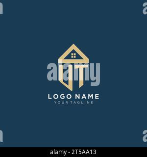 Anfangsbuchstabe UT mit einfachem Haus Dach kreatives Logo Design für Immobilienfirma Vektorgrafik Stock Vektor
