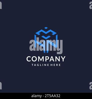 HN-Logo-Sechseck-Designs, Bestes Monogramm-Initiallogo mit sechseckiger Form, Inspiration für Design-Ideen Stock Vektor