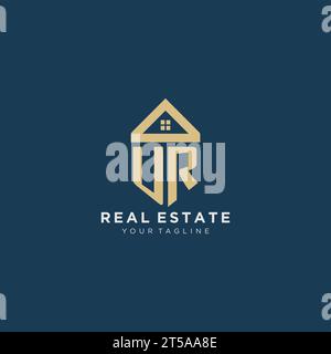 Anfangsbuchstabe UR mit einfachem Hausdach kreatives Logo-Design für Immobilienunternehmen Vektorgrafik Stock Vektor