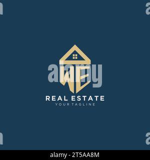 Anfangsbuchstabe WIR mit einfachem Haus Dach kreatives Logo Design für Immobilienfirma Vektorgrafik Stock Vektor