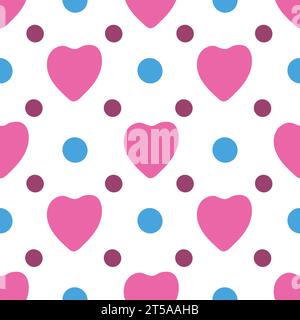 Rosafarbene Herzen. Heller abstrakter mehrfarbiger Hintergrund. Nahtlose Illustration. Tapeten, Stoff oder Papier. Urlaub Stock Vektor