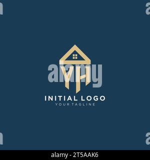 Anfangsbuchstabe YH mit einfachem Haus Dach kreatives Logo Design für Immobilienfirma Vektorgrafik Stock Vektor