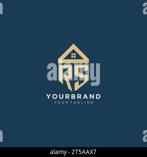 Anfangsbuchstabe RS mit einfachem Haus Dach kreatives Logo Design für Immobilienfirma Vektorgrafik Stock Vektor