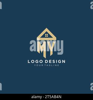 Anfangsbuchstabe MY mit einfachem Haus Dach kreatives Logo Design für Immobilienfirma Vektorgrafik Stock Vektor