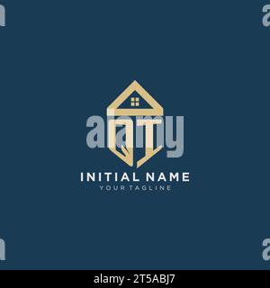 Initial Letter QI mit einfachem Haus Dach kreatives Logo Design für Immobilienfirma Vektorgrafik Stock Vektor
