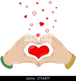 Vektordesign von Herz bildenden Händen als Symbol der Liebe Stock Vektor