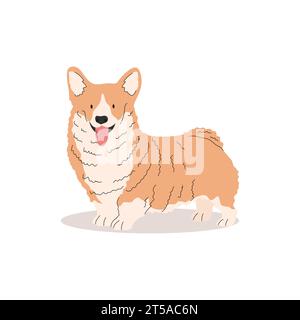 Lustiger und glücklicher Corgi. Hundeentnahme. Vektor-Illustration von niedlichen Rassen Hunden in trendiger flacher Art Stock Vektor