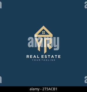 Anfangsbuchstabe YR mit einfachem Haus Dach kreatives Logo Design für Immobilienunternehmen Vektorgrafik Stock Vektor