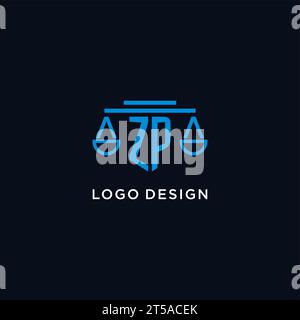 ZP Monogramm Initial Logo mit Skalen der Gerechtigkeit Icon Design Inspiration, Vektorgrafik Stock Vektor