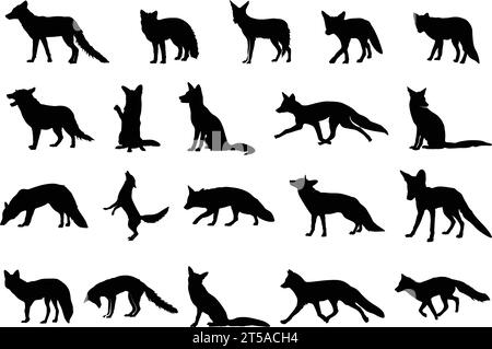 Fox Silhouette, Fox Clipart, Fox Vektor Illustration, Fox Silhouetten Stock Vektor