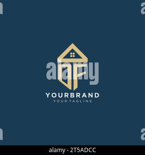 Anfangsbuchstabe mit einfachem Hausdach kreatives Logo-Design für Immobilienfirma Vektorgrafik Stock Vektor