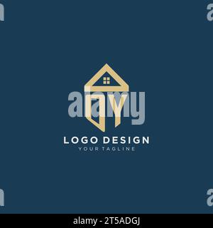 Anfangsbuchstabe OY mit einfachem Haus Dach kreatives Logo Design für Immobilienfirma Vektorgrafik Stock Vektor