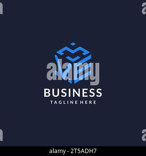 VE-Logo-Sechseck-Designs, Bestes Monogramm-Initiallogo mit sechseckiger Form, Inspiration für Design-Ideen Stock Vektor