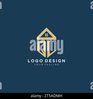 Anfangsbuchstabe QL mit einfachem Hausdach kreatives Logo Design für Immobilienfirma Vektorgrafik Stock Vektor