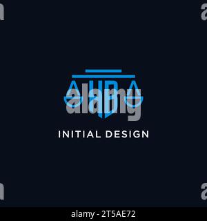 HB Monogramm Initial Logo mit Skalen der Gerechtigkeit Icon Design Inspiration, Vektorgrafik Stock Vektor