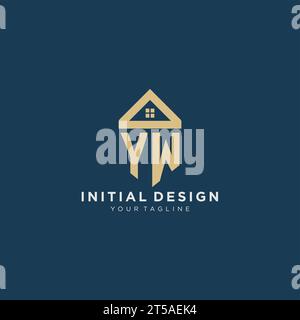 Anfangsbuchstabe YW mit einfachem Haus Dach kreatives Logo Design für Immobilienfirma Vektorgrafik Stock Vektor