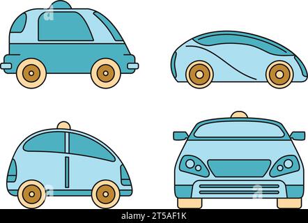 Fahrerloses Smart Car-Symbol. Kontursatz von fahrerlosen Vektorsymbolen für Smart Car dünne Linie flach auf weiß Stock Vektor