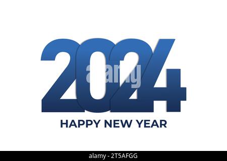 „Happy New Year 2024“ Grußkarte „Happy New Year 2024“. Schönes Web-Banner oder Plakat für Feiertage mit goldenem funkelndem Text „Happy New Year 2024“ Stock Vektor