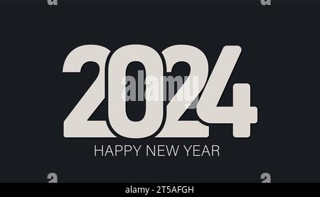 „Happy New Year 2024“ Grußkarte „Happy New Year 2024“. Ein wunderschönes Web-Banner oder Plakat mit goldenem glitzerndem Text „Happy New Year 2024“ Stock Vektor