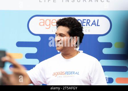 Cricketspieler Sachin Tendulkar am 29 . Oktober 2023 anlässlich eines Marathon-Events in Kochi , Indien . Stockfoto