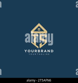 Anfangsbuchstabe IST mit einfachem Haus Dach kreatives Logo Design für Immobilienfirma Vektorgrafik Stock Vektor