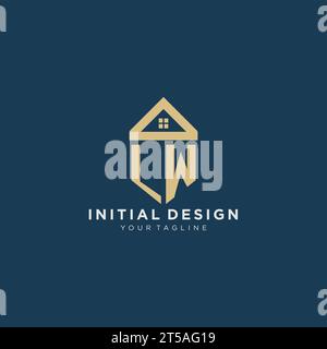 Anfangsbuchstabe LW mit einfachem Hausdach kreatives Logo-Design für Immobilienunternehmen Vektorgrafik Stock Vektor