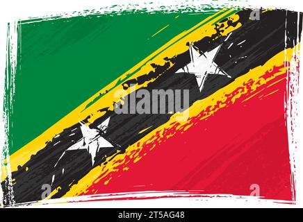 Die Nationalflagge von Saint Kitts und Nevis ist im Grunge-Stil gestaltet Stock Vektor