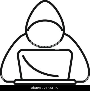 Anonymer Hacker-Symbol-Konturvektor. Mark hatte eine Person. Head People Avatar Stock Vektor