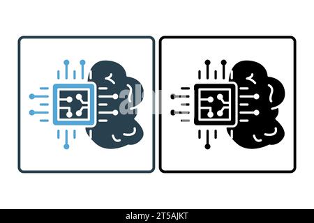 Symbol für künstliche Intelligenz. Gehirn und cpu. Symbol für Gerät, künstliche Intelligenz. Symbolstil durchgehend. Einfache Vektorkonstruktion bearbeitbar Stock Vektor