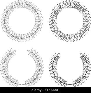 Grafik illustrierte Lorbeerkränze Symbol Set Umrissvektor Stock Vektor
