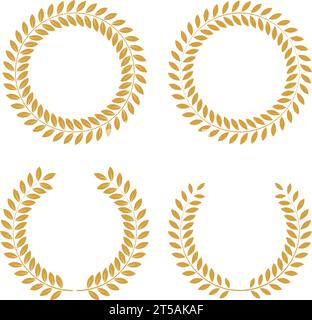 Grafik illustriert Laurel Wreath Golden Leaves Silhouetten Symbol des Sieges Stock Vektor