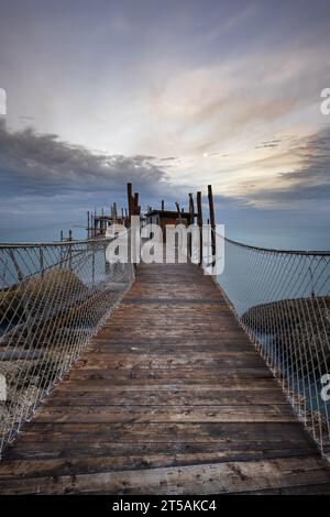 Trabocco Spezzacatena (Rocca San Giovanni) Stockfoto