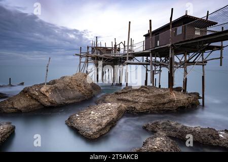 Trabocco Spezzacatena (Rocca San Giovanni) Stockfoto